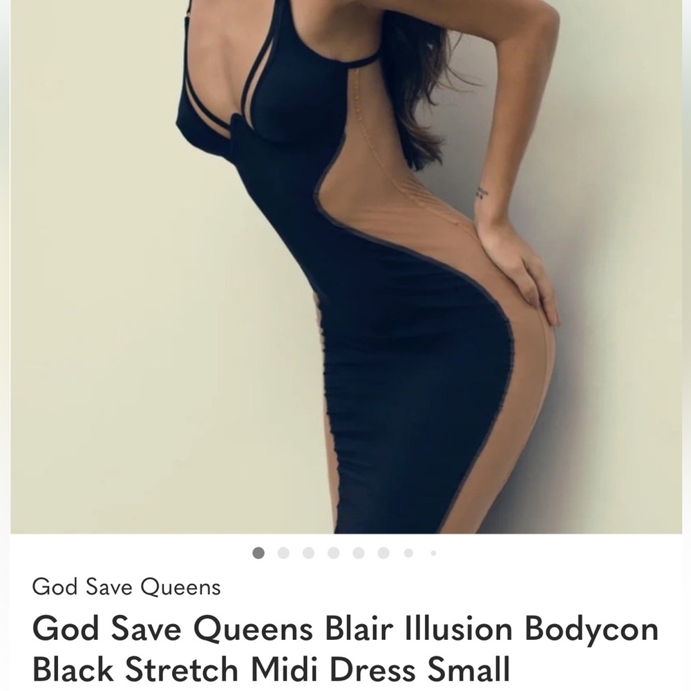 God Save Queens Blair bodycon Black and Tan Mesh Dress